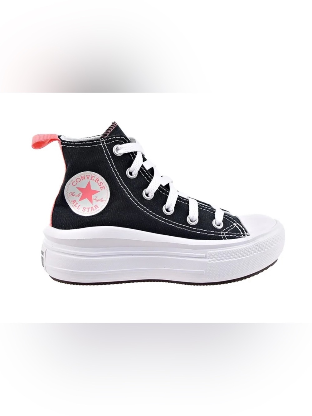 Converse Chuck Taylor All Star Move Hi Kids' Shoes Black/Pink Salt/White 371527F